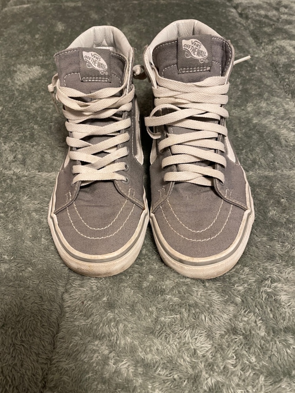 Vans High-Top Sneakers in Light Gray and White